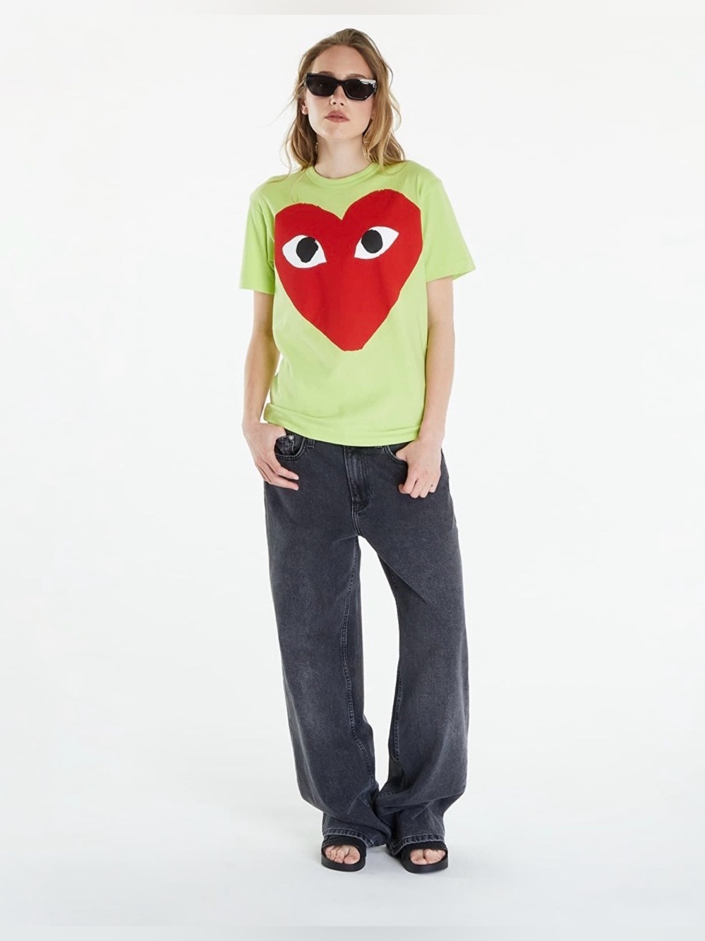 NWT Comme des Garcons Play Short Sleeve Logo Print T-Shirt Unisex